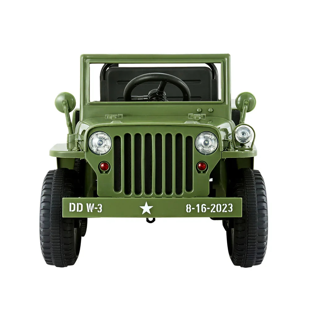 Rigo Kids Electric Ride On Car Jeep Military Off Road Toy Cars Remote 12V Olive - Mekamart Australia