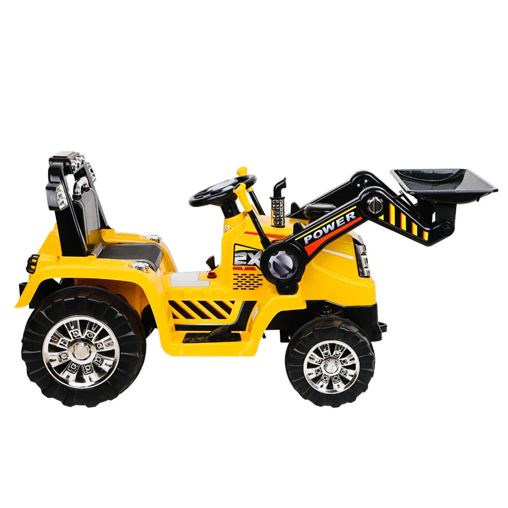 Rigo Kids Electric Ride On Car Bulldozer Digger Loader Remote 6V Yellow - Mekamart Australia