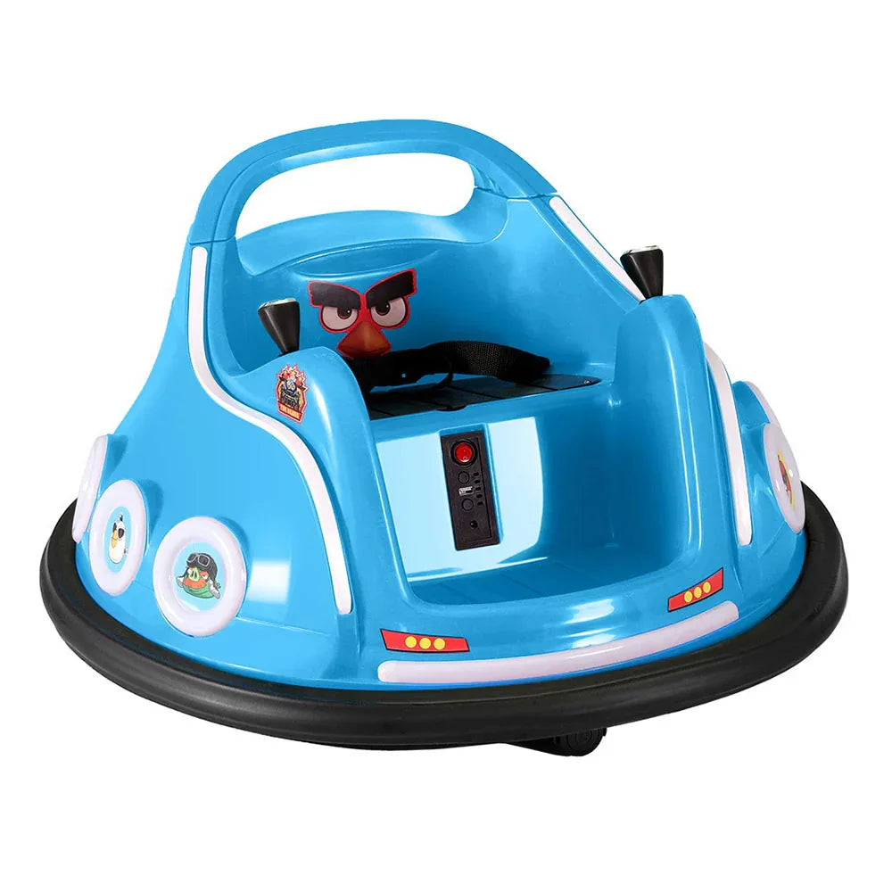 Kids Ride On Car Bumper Electric Toys Cars Light Remote Angry Birds Sticker Blue - Mekamart Australia