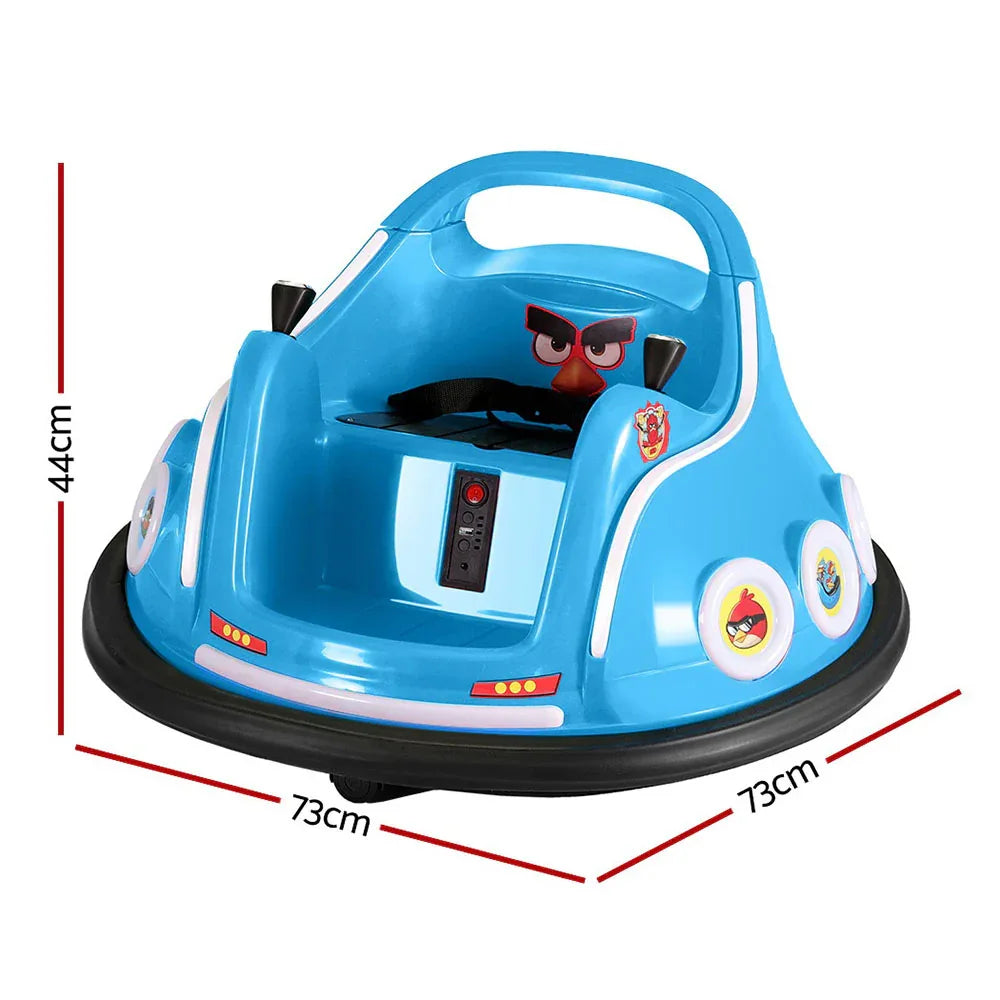 Kids Ride On Car Bumper Electric Toys Cars Light Remote Angry Birds Sticker Blue - Mekamart Australia