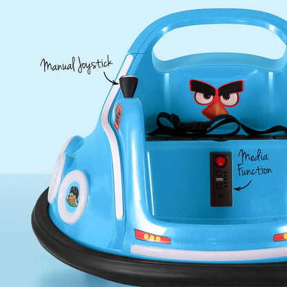 Kids Ride On Car Bumper Electric Toys Cars Light Remote Angry Birds Sticker Blue - Mekamart Australia