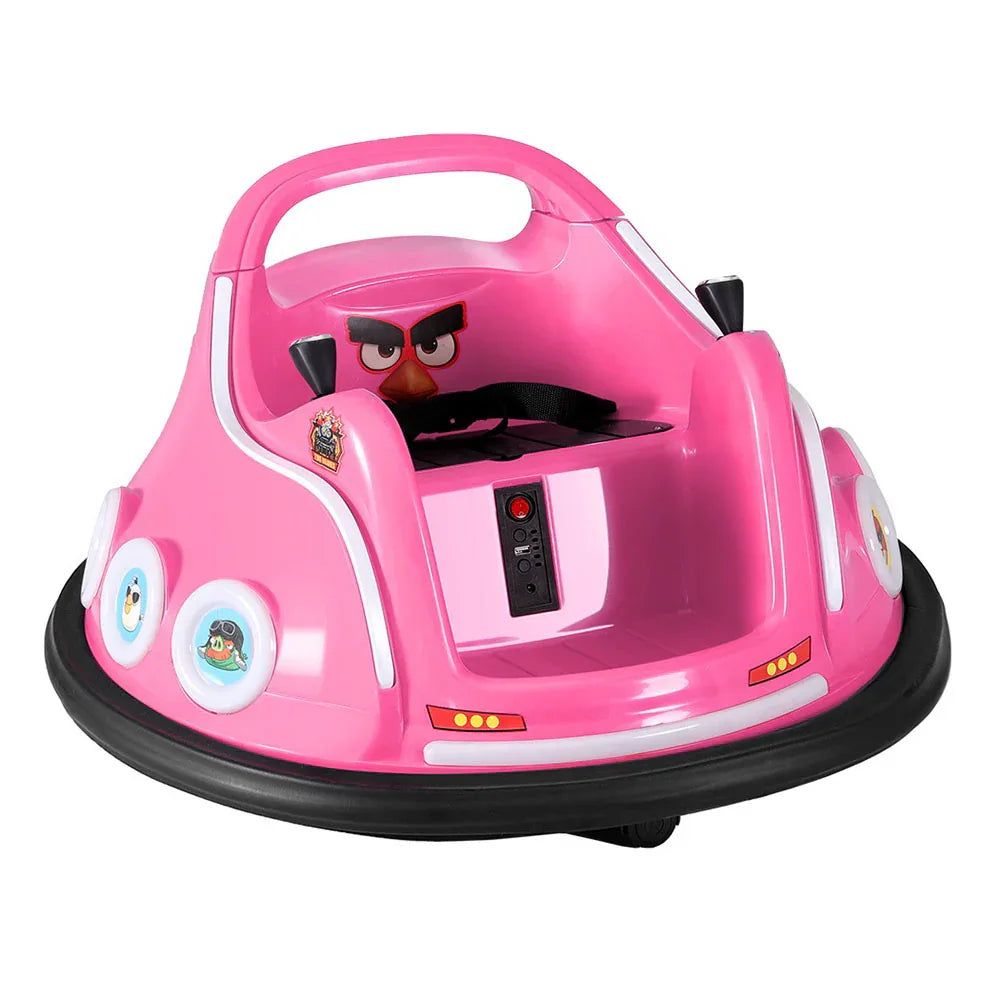 Kids Ride On Car Bumper Electric Ride On Cars Light Remote Angry Birds Sticker Pink - Mekamart Australia