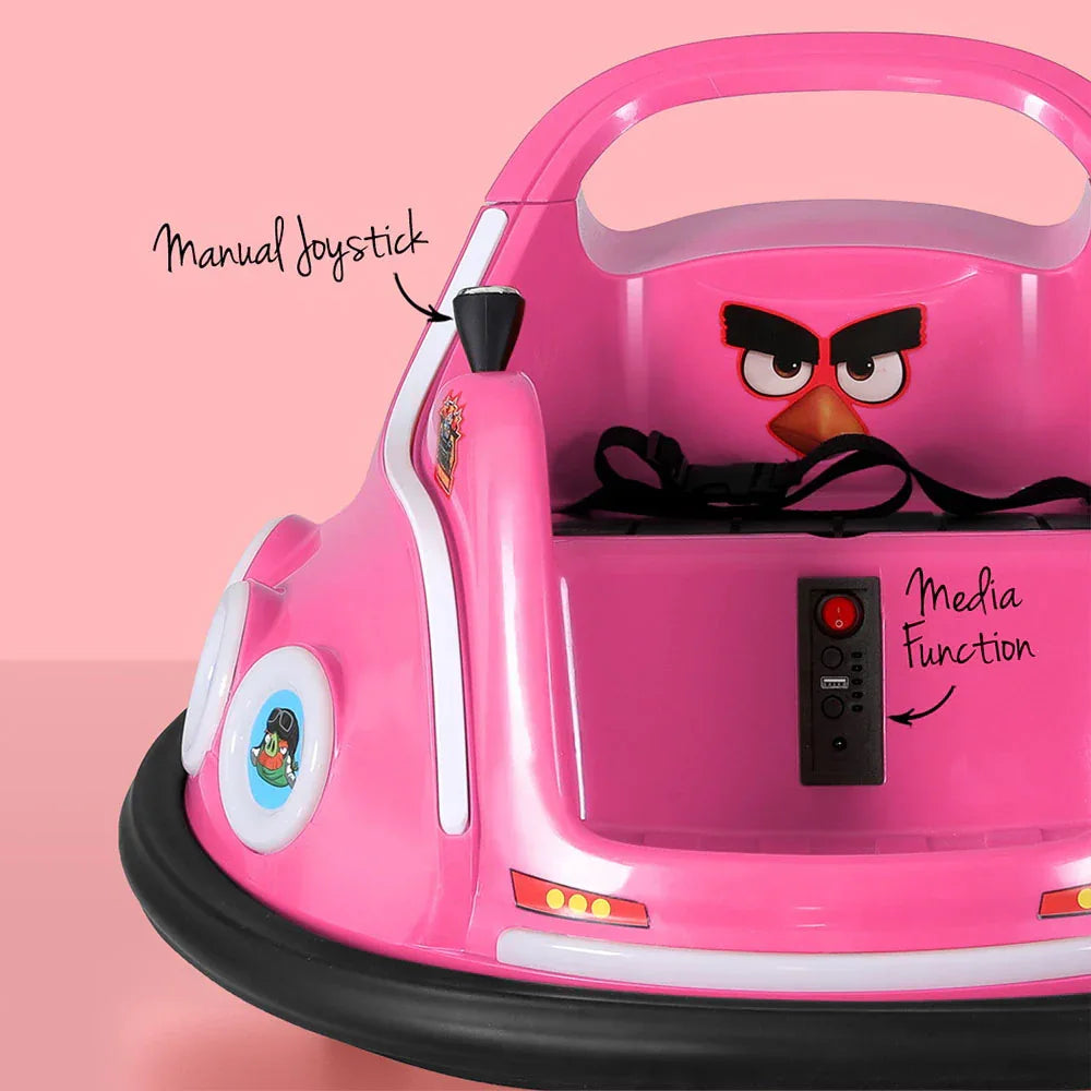 Kids Ride On Car Bumper Electric Ride On Cars Light Remote Angry Birds Sticker Pink - Mekamart Australia
