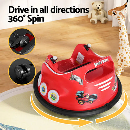 Kids Ride On Car Bumper Electric Ride On Cars Light Remote Angry Birds Sticker Red - Mekamart Australia