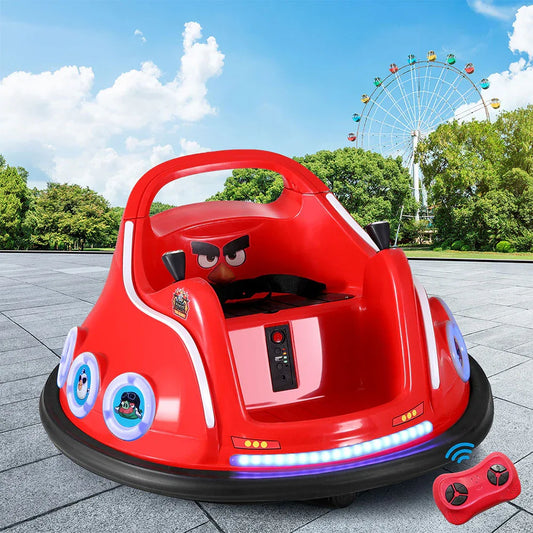 Kids Ride On Car Bumper Electric Ride On Cars Light Remote Angry Birds Sticker Red - Mekamart Australia