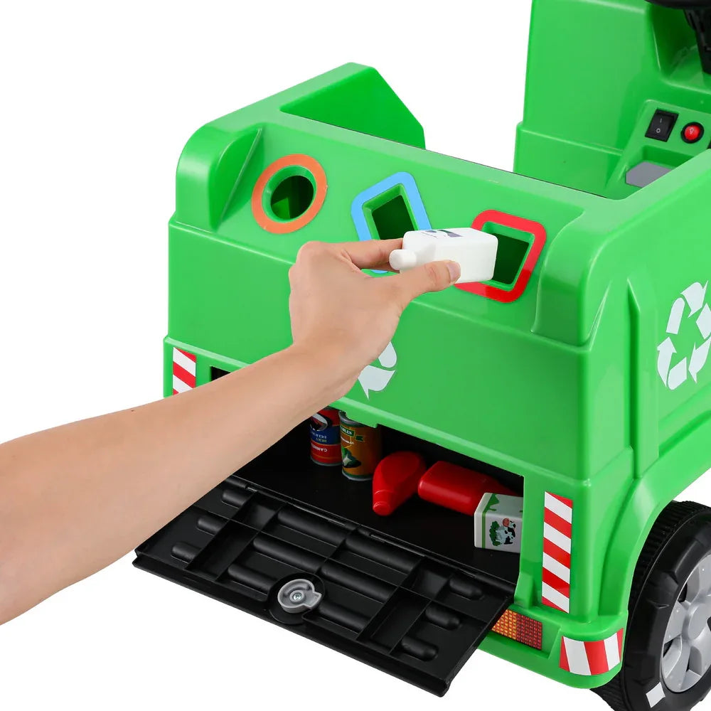 Rigo Kids Ride On Car Garbage Truck Police Light 12V Electric Toys Cars Green - Mekamart Australia