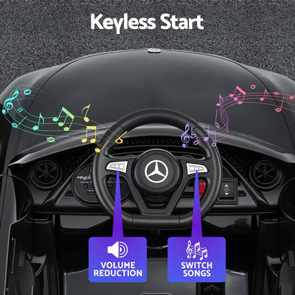 Kids Electric Ride On Car Licensed Outdoor Toys Cars Music Remote Black - Mekamart Australia