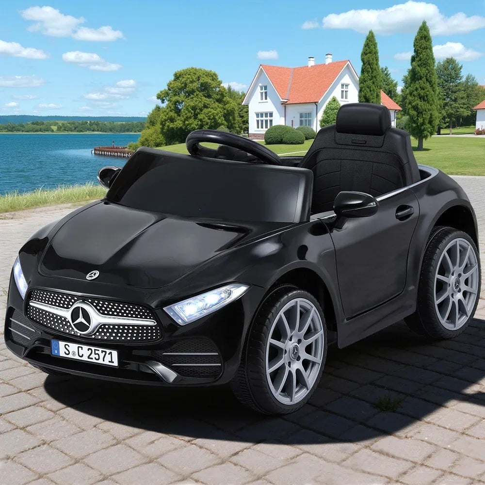 Kids Electric Ride On Car Licensed Outdoor Toys Cars Music Remote Black - Mekamart Australia