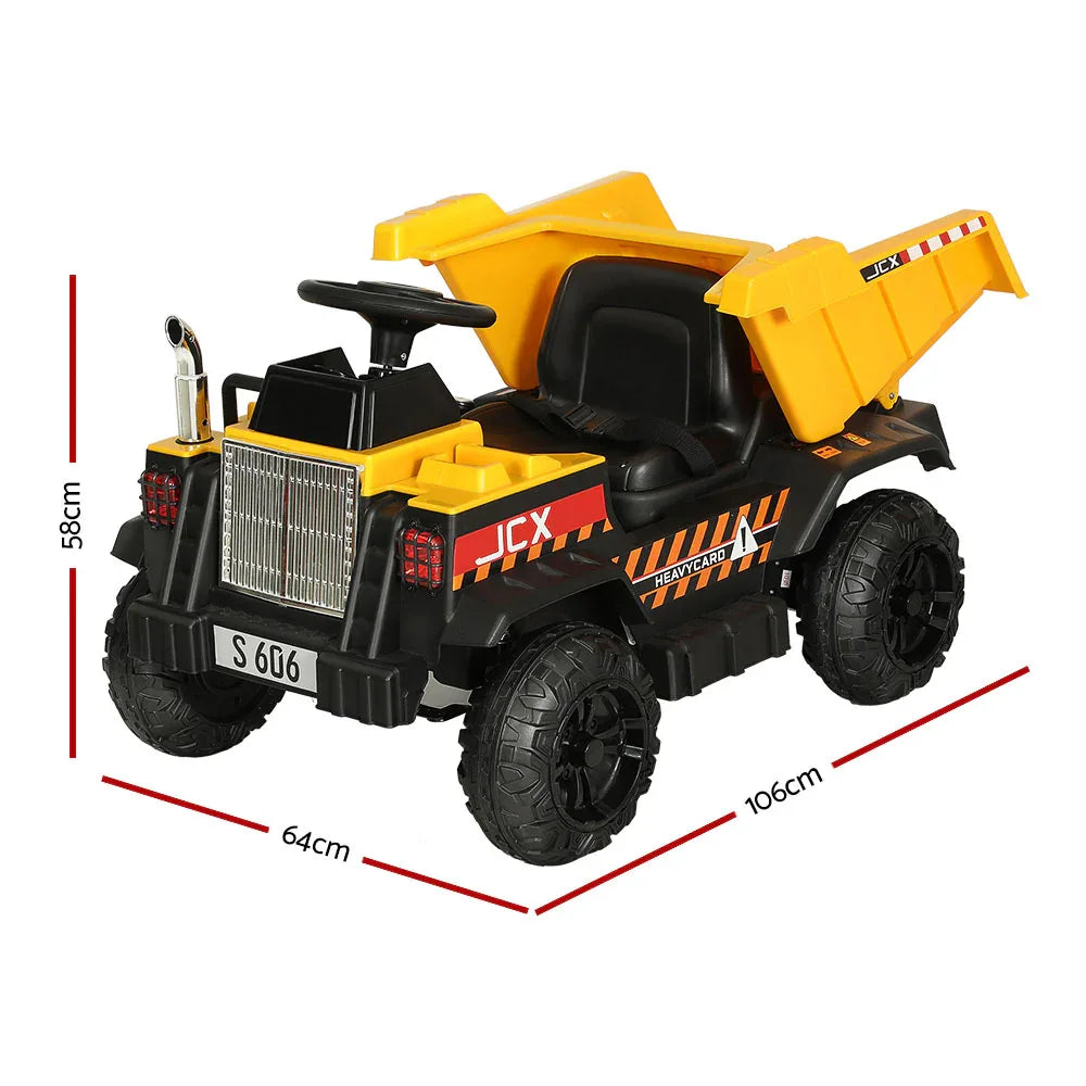 Rigo Kids Electric Ride On Car Dumptruck Loader Toy Cars 12V Yellow - Mekamart Australia