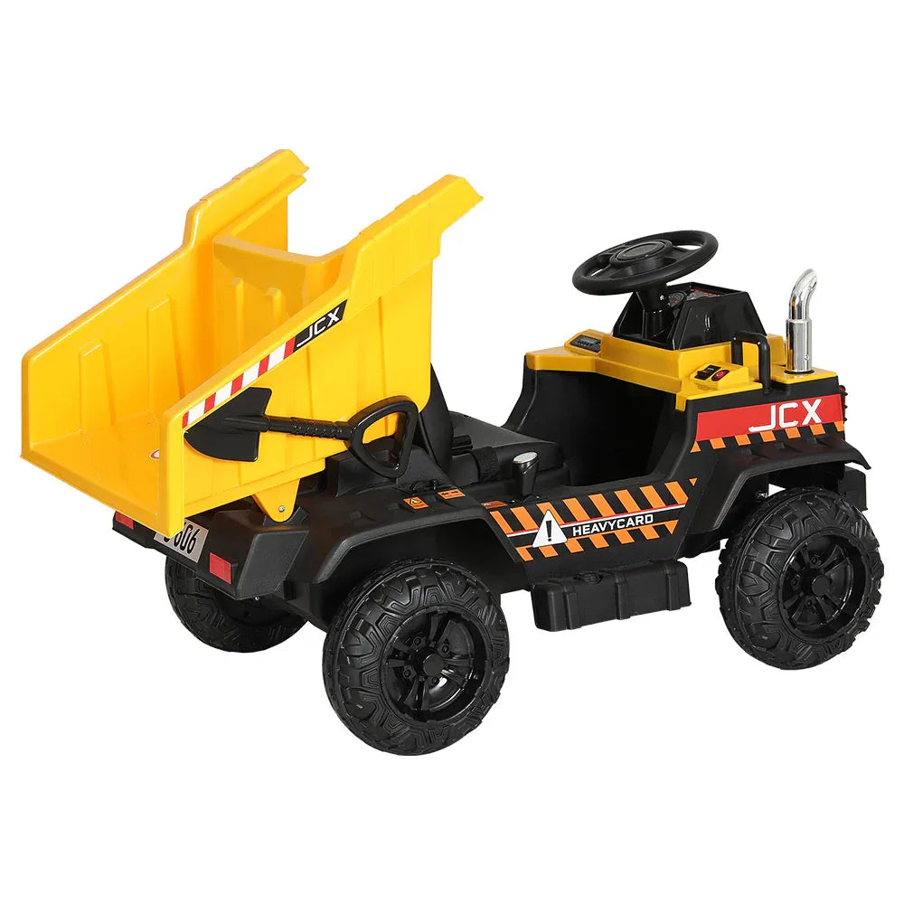Rigo Kids Electric Ride On Car Dumptruck Loader Toy Cars 12V Yellow - Mekamart Australia