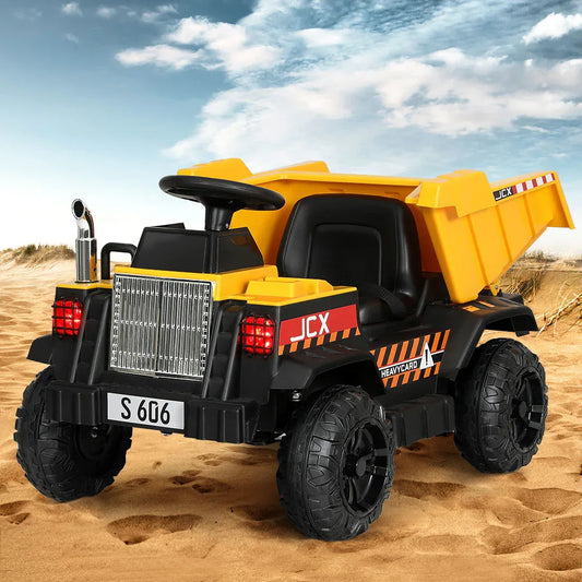 Rigo Kids Electric Ride On Car Dumptruck Loader Toy Cars 12V Yellow - Mekamart Australia