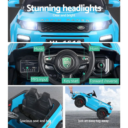 Rigo Kids Electric Ride On Car SUV Range Rover-inspired Toy Cars Remote 12V Blue - Mekamart Australia