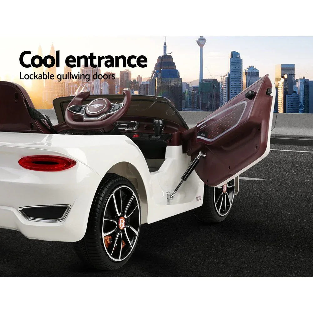 Kids Electric Ride On Car Bentley Licensed EXP12 Toy Cars Remote 12V White - Mekamart Australia