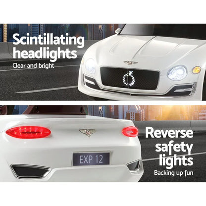 Kids Electric Ride On Car Bentley Licensed EXP12 Toy Cars Remote 12V White - Mekamart Australia
