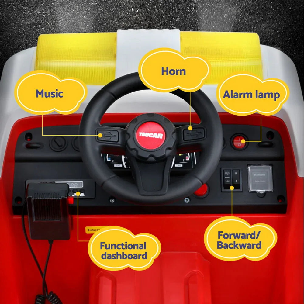 Rigo Kids Ride On Car Electric Fire Engine Fighting Truck with Water Gun Music - Mekamart Australia