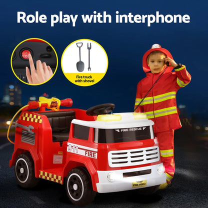 Rigo Kids Ride On Car Electric Fire Engine Fighting Truck with Water Gun Music - Mekamart Australia