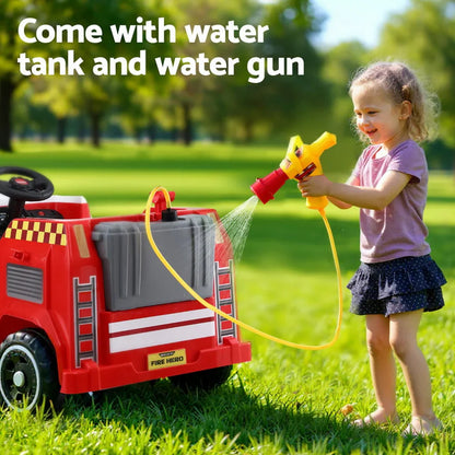 Rigo Kids Ride On Car Electric Fire Engine Fighting Truck with Water Gun Music - Mekamart Australia