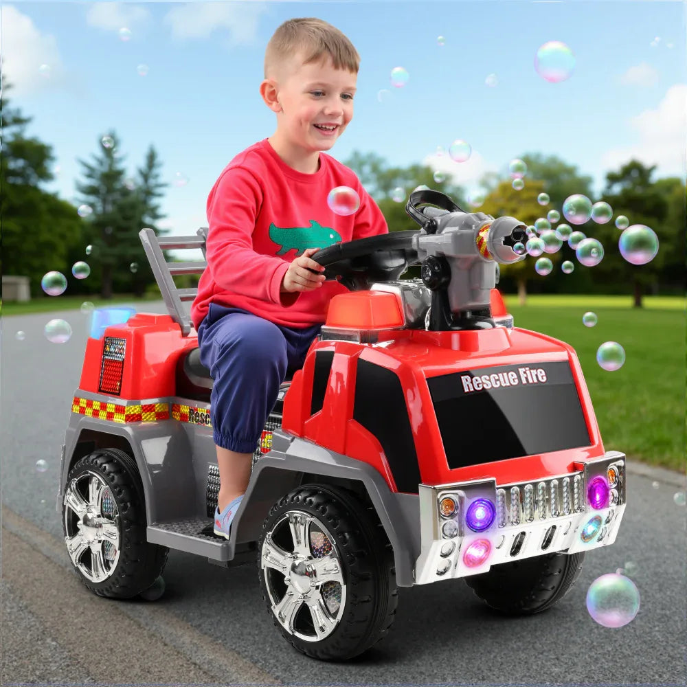 Rigo Kids Electric Ride On Car Fire Engine Fighting Truck Toy Cars 6V Red - Mekamart Australia