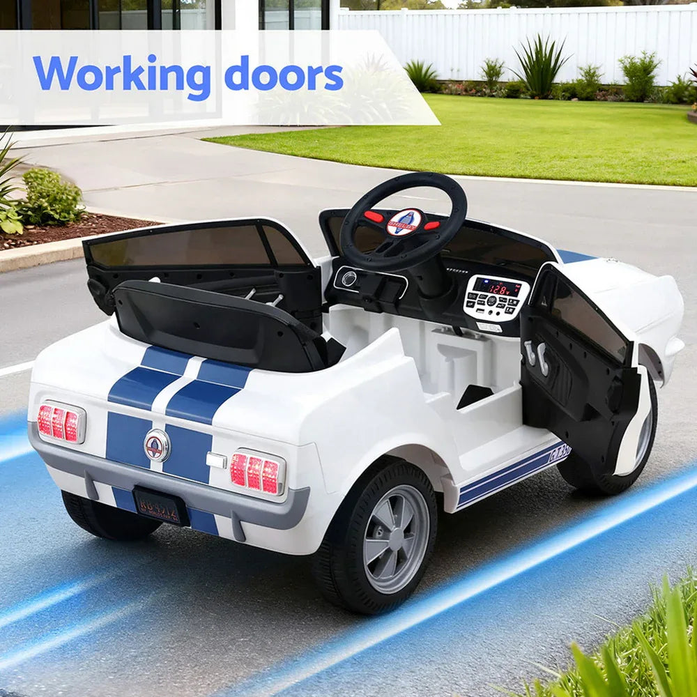 Kids Electric Ride On Car Licensed GT350 Outdoor Toys Cars Music Remote White - Mekamart Australia