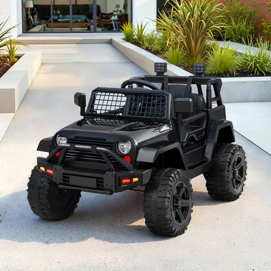 Rigo Kids Electric Ride On Car Jeep Toy Cars Remote 12V Black - Mekamart Australia