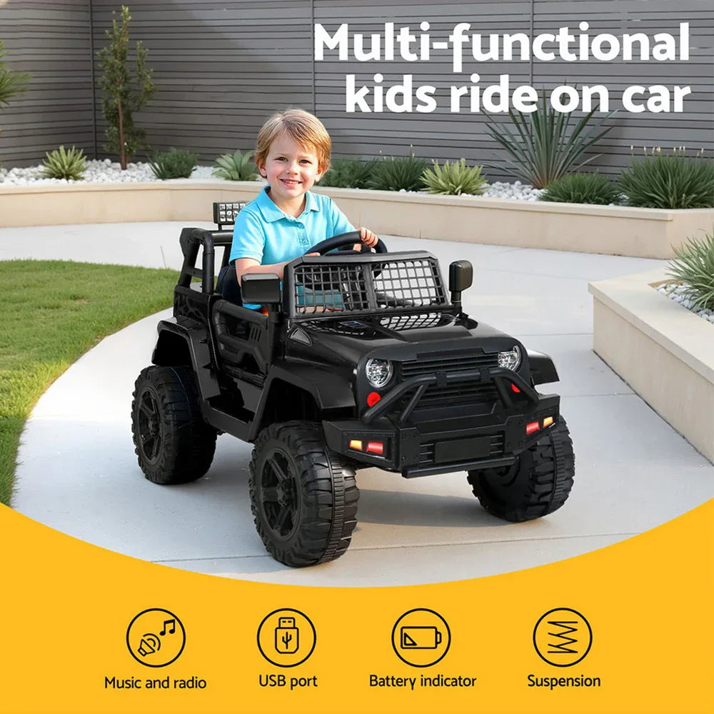 Rigo Kids Electric Ride On Car Jeep Toy Cars Remote 12V Black - Mekamart Australia