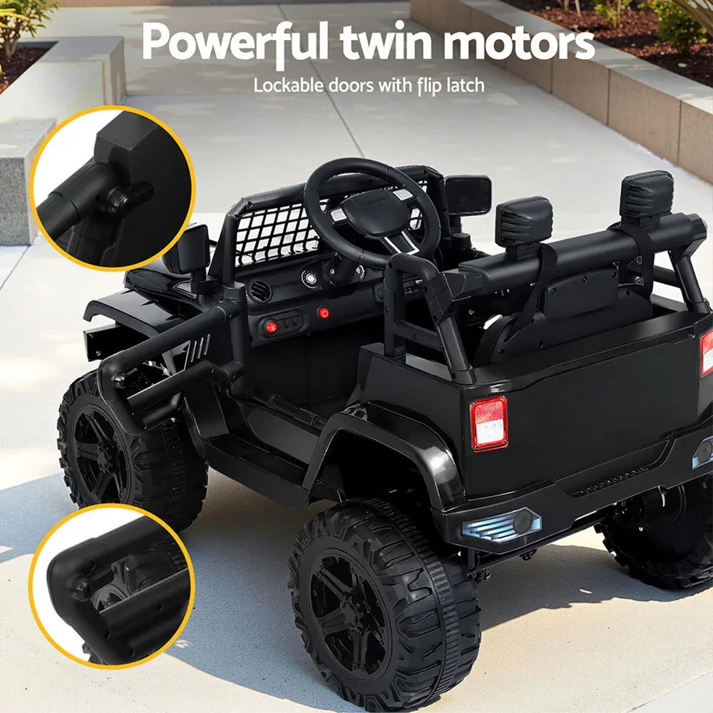 Rigo Kids Electric Ride On Car Jeep Toy Cars Remote 12V Black - Mekamart Australia