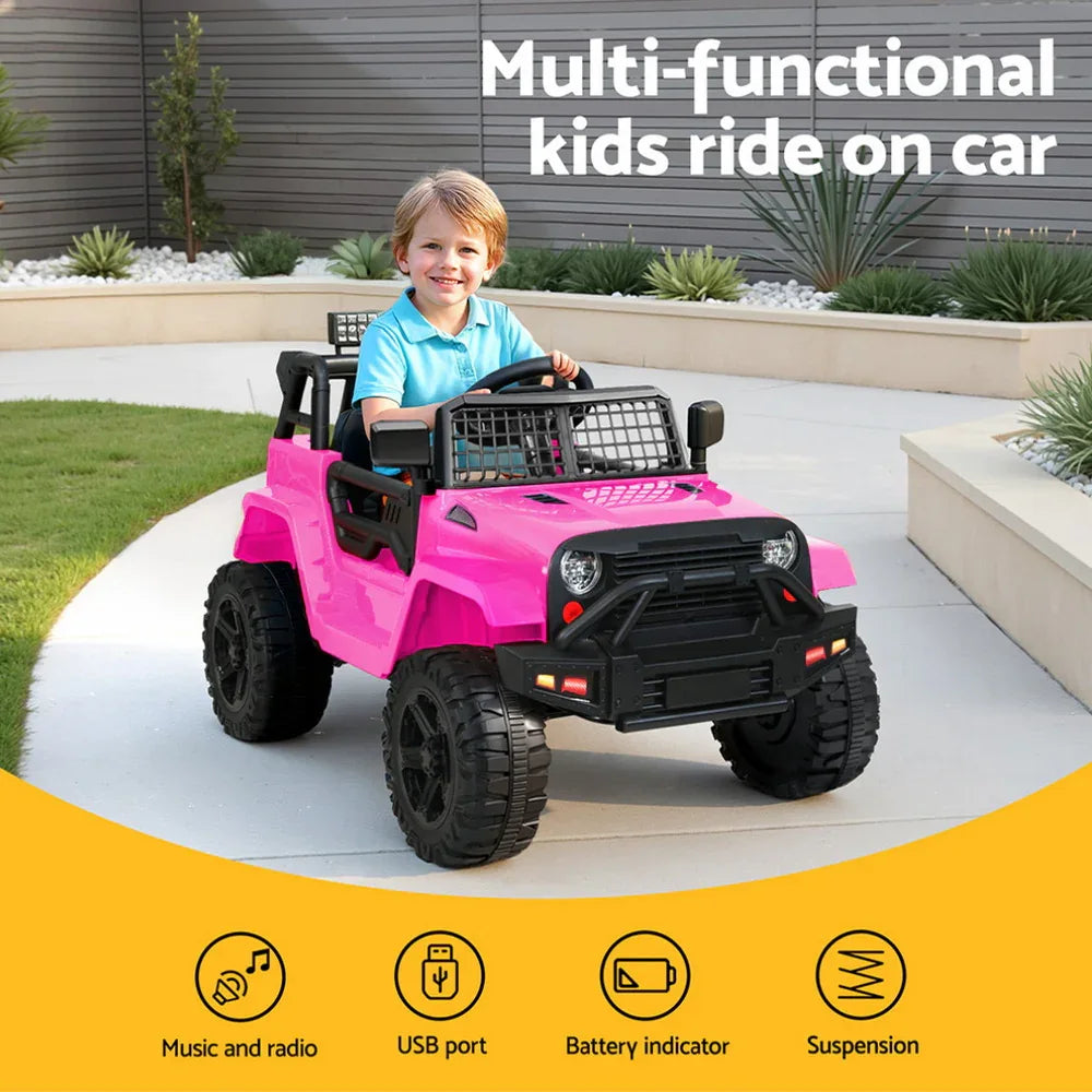 Rigo Kids Electric Ride On Car Jeep Toy Cars Remote 12V Pink - Mekamart Australia