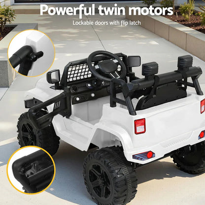 Rigo Kids Electric Ride On Car Jeep Toy Cars Remote 12V White - Mekamart Australia