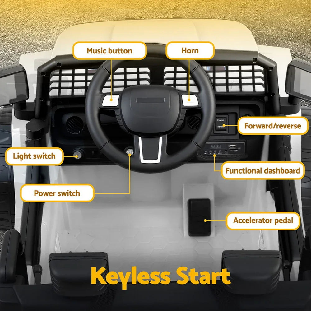 Rigo Kids Electric Ride On Car Jeep Toy Cars Remote 12V White - Mekamart Australia
