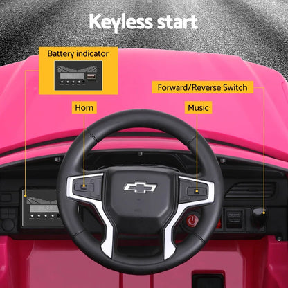 Kids Ride On Car Licensed Chevrolet Tahoe Electric Toys Horn Remote 12V Pink - Mekamart Australia