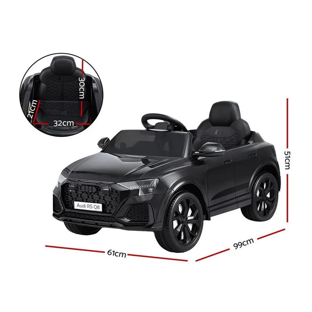 Kids Ride On Car Licensed RSQ8 Electric Toy Black Remote 12V Cars Black - Mekamart Australia