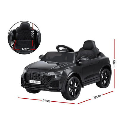 Kids Ride On Car Licensed RSQ8 Electric Toy Black Remote 12V Cars Black - Mekamart Australia