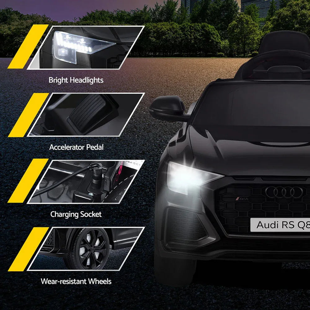 Kids Ride On Car Licensed RSQ8 Electric Toy Black Remote 12V Cars Black - Mekamart Australia