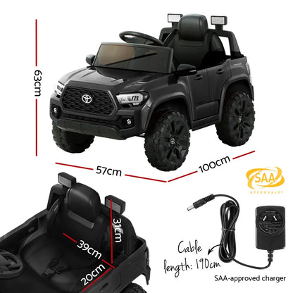 Kids Electric Ride On Car Toyota Tacoma Off Road Jeep Toy Cars Remote 12V Black - Mekamart Australia