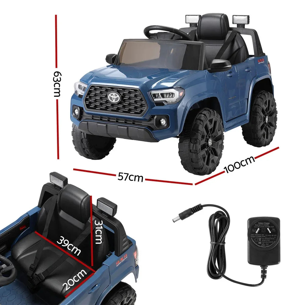 Kids Electric Ride On Car Toyota Tacoma Off Road Jeep Toy Cars Remote 12V Blue - Mekamart Australia