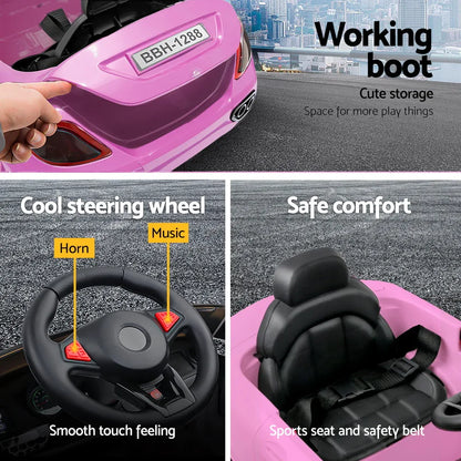 Rigo Kids Electric Ride On Car Toys Cars Headlight Music Remote Control 12V Pink - Mekamart Australia