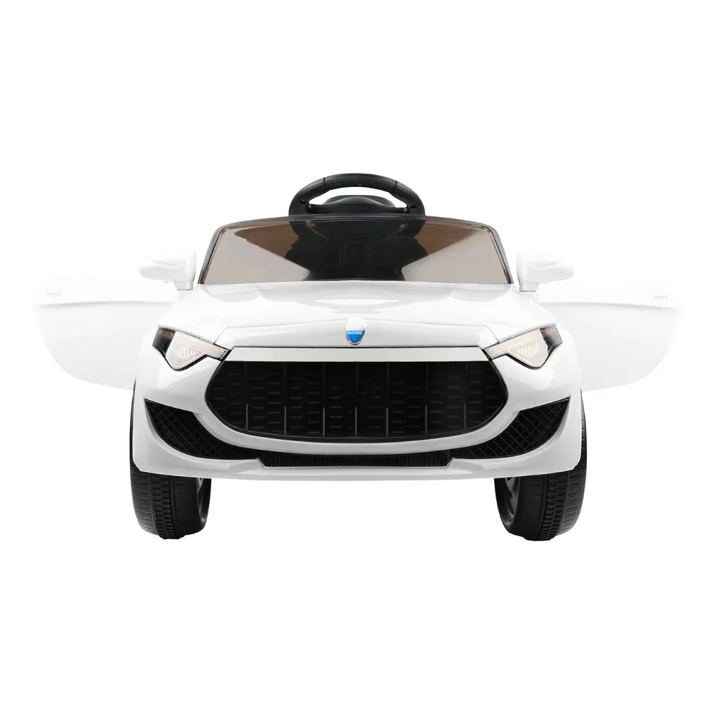 Rigo Kids Electric Ride On Car Cars Music Headlight Remote Control 12V White - Mekamart Australia
