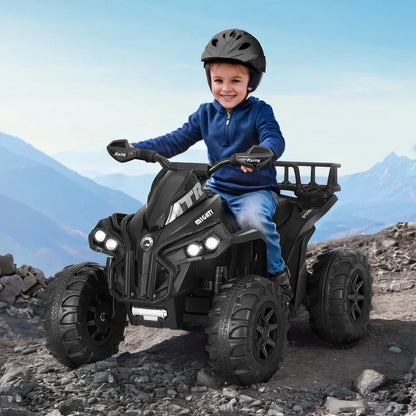 Rigo Kids Ride On Car ATV Quad Motorbike Storage Rack Electric Toys 12V Black - Mekamart Australia