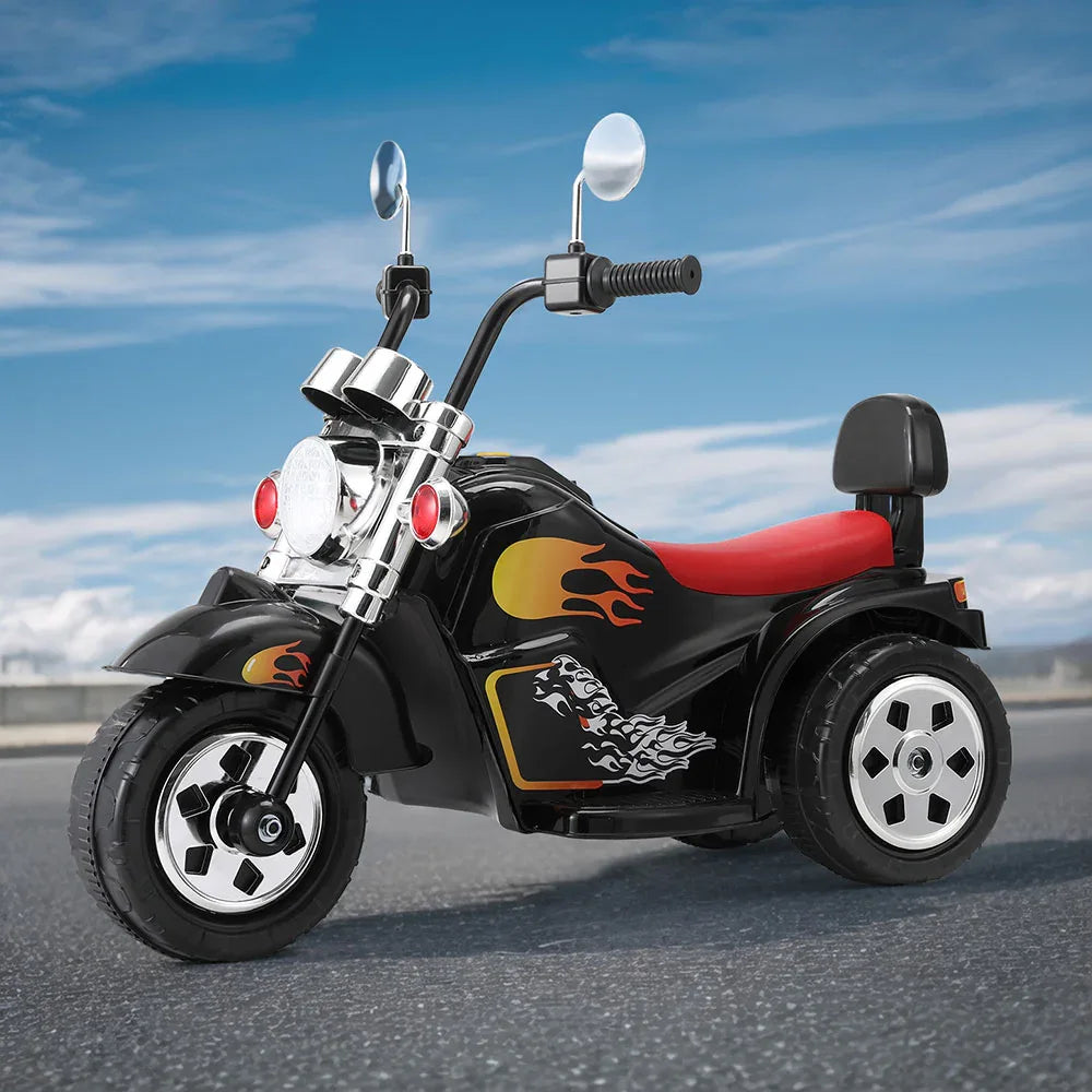 Rigo Kids Ride On Car Motorcycle Motorbike Electric Toys Horn Music 6V Black - Mekamart Australia