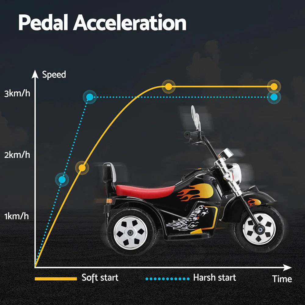 Rigo Kids Ride On Car Motorcycle Motorbike Electric Toys Horn Music 6V Black - Mekamart Australia