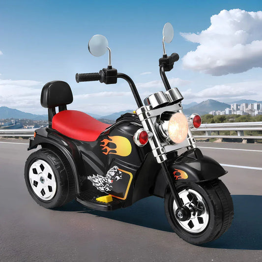 Rigo Kids Ride On Car Motorcycle Motorbike Electric Toys Horn Music 6V Black - Mekamart Australia