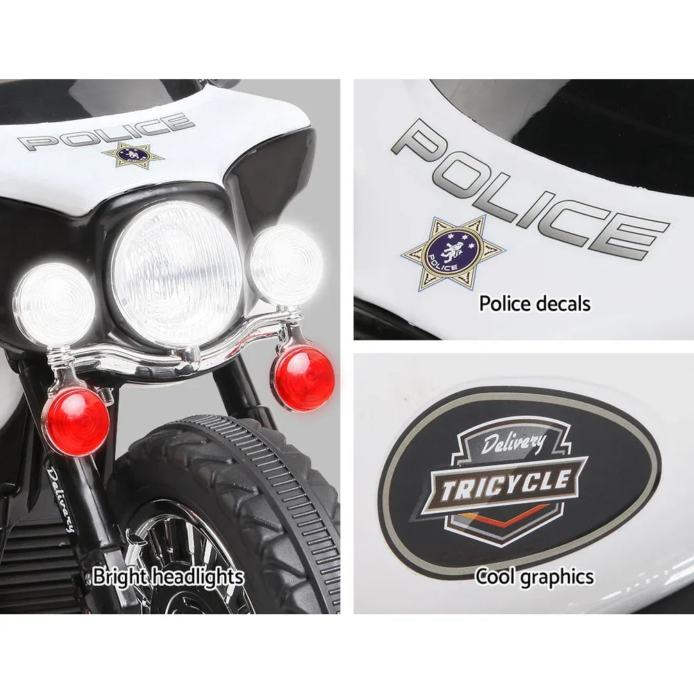 Rigo Kids Electric Ride On Patrol Police Car Harley-Inspired 6V Black - Mekamart Australia