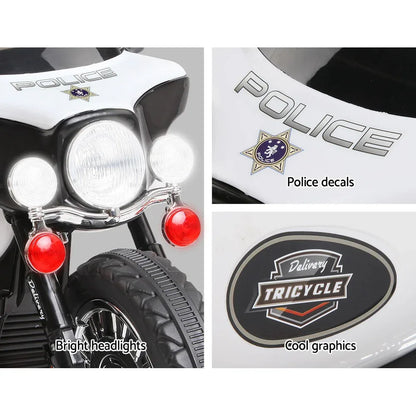 Rigo Kids Electric Ride On Patrol Police Car Harley-Inspired 6V Black - Mekamart Australia