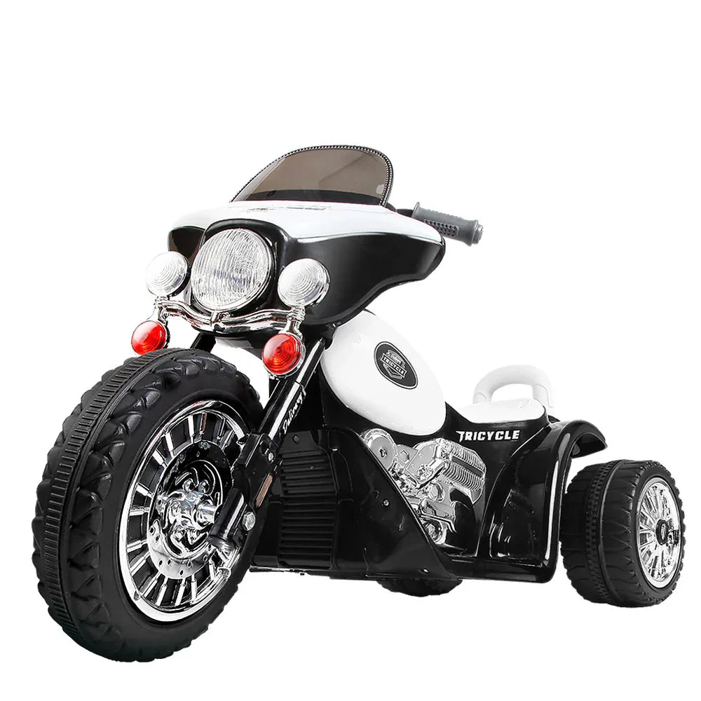 Rigo Kids Electric Ride On Patrol Police Car Harley-Inspired 6V Black - Mekamart Australia