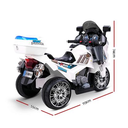 Rigo Kids Electric Ride On Patrol Police Car BMW-Inspired S1K 6V Battery White - Mekamart Australia