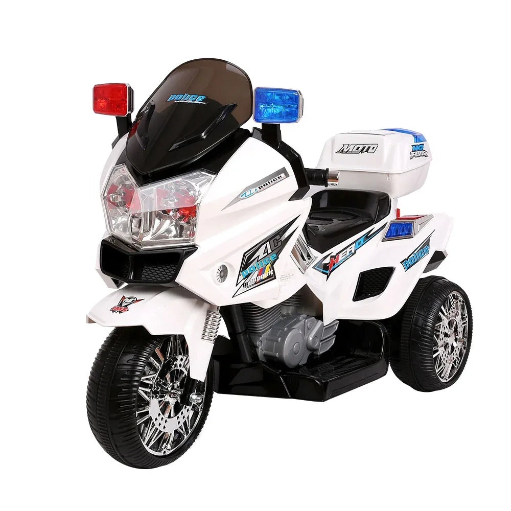 Rigo Kids Electric Ride On Patrol Police Car BMW-Inspired S1K 6V Battery White - Mekamart Australia