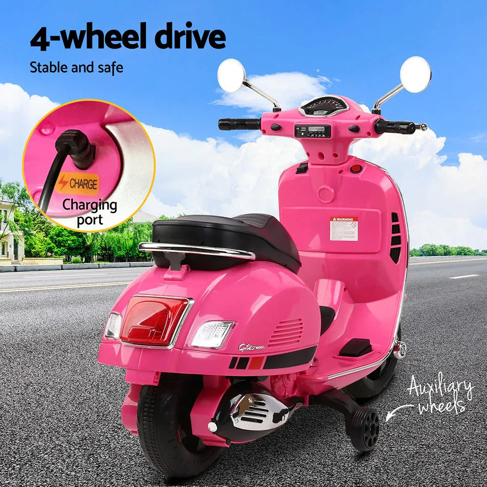 Kids Electric Ride On Car Motorcycle Motorbike Vespa Licensed GTS Pink - Mekamart Australia