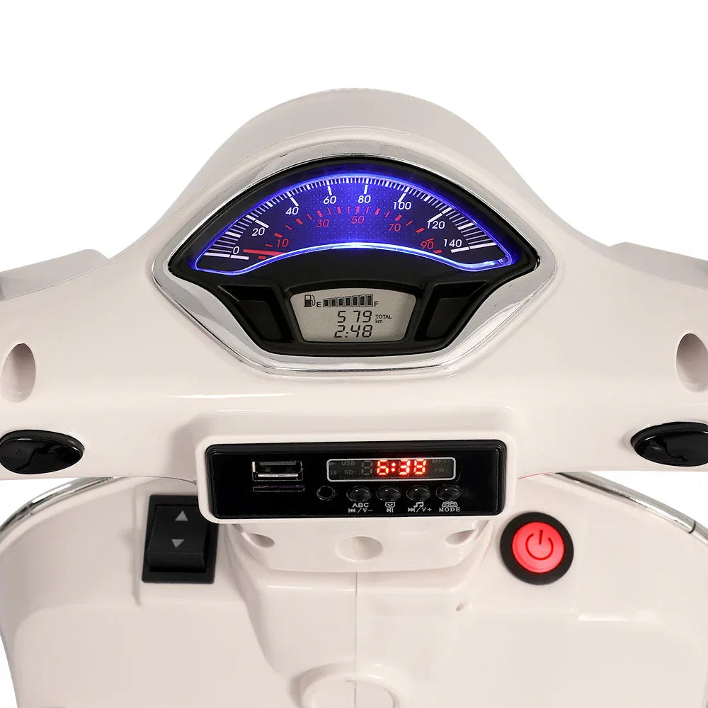 Kids Electric Ride On Car Motorcycle Motorbike Vespa Licensed GTS White - Mekamart Australia