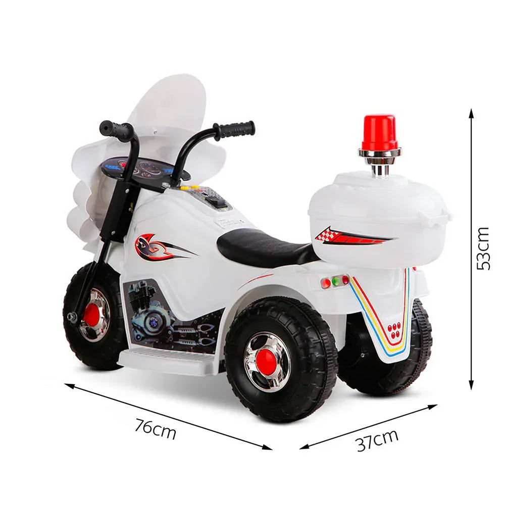 Rigo Kids Electric Ride On Police Motorcycle Motorbike 6V Battery White - Mekamart Australia