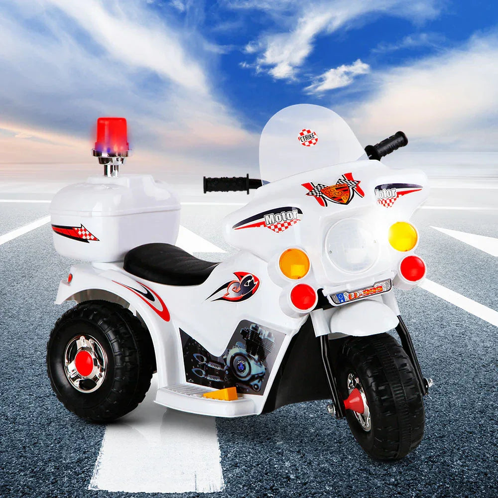 Rigo Kids Electric Ride On Police Motorcycle Motorbike 6V Battery White - Mekamart Australia